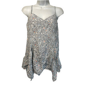 quiksilver women’s Size S cursive logo floral Asymmetrical V-neck tank top